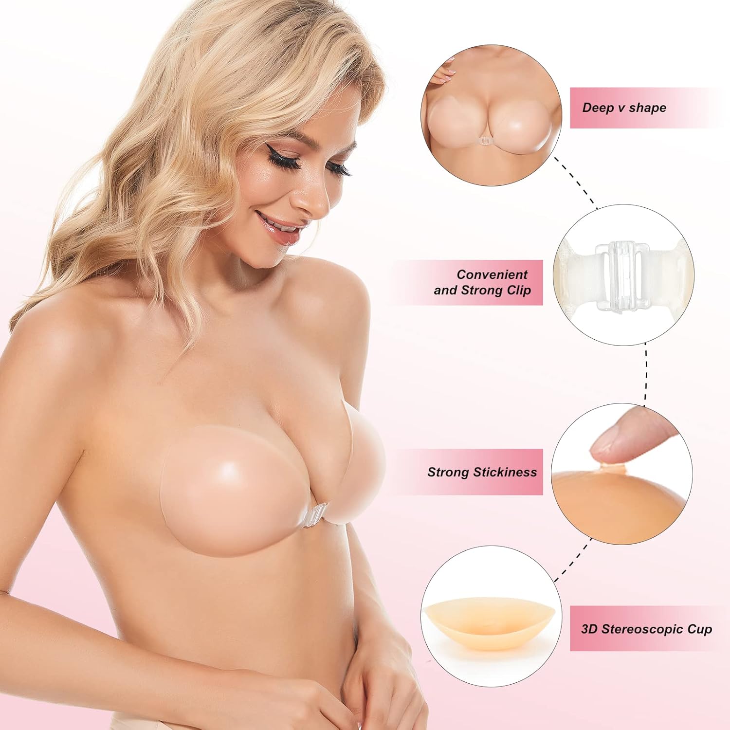Push Up Bra Silicone - حمالة صدر لاصقة رافعة للصدر، حمالات