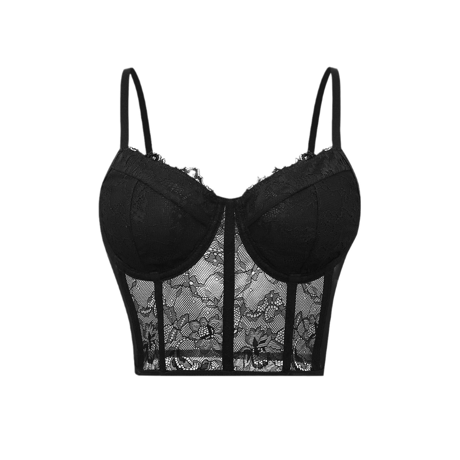 Sheer Mesh Bra - مثير أسود شبه شفافة الصدرية شبكة