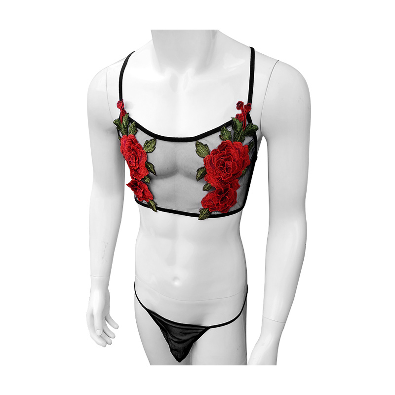 Sheer Bra Lace - مثير التطريز رجل انظر من خلال